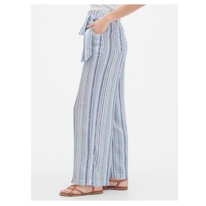 Gap Striped Wide Leg Linen Pants NWT